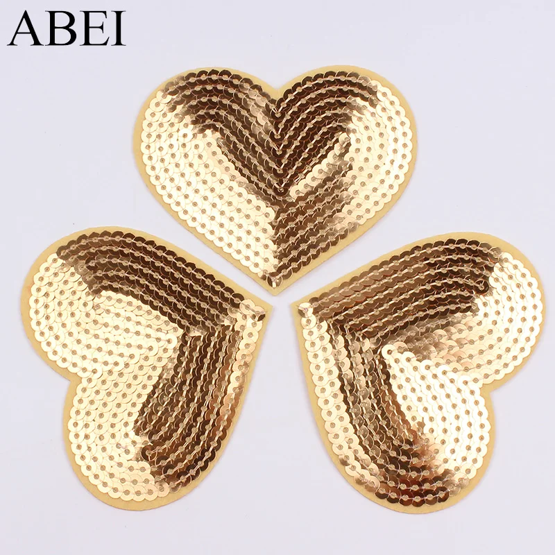 10 шт./лот патчи с блестками и золотым сердцем для пришивания утюгом шляпы обуви