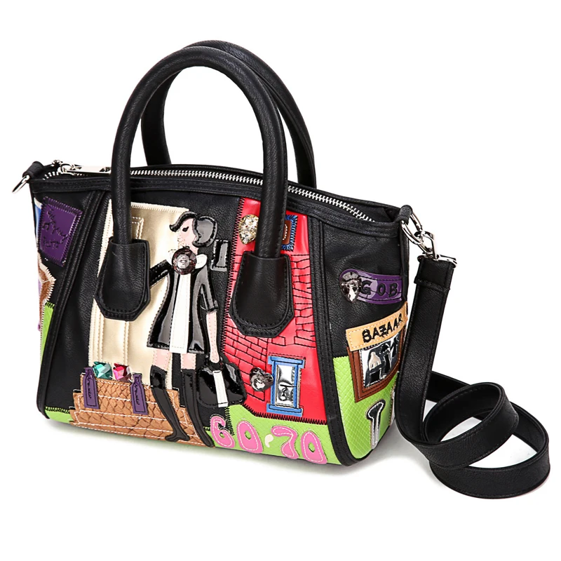 Женская сумка мессенджер из кожи с вышивкой|tote brand|brand handbagshandbag brand |