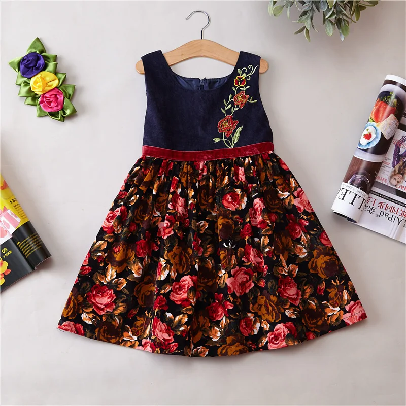 Весеннее платье с цветами для девочек принцессы детское осенне-зимнее детская