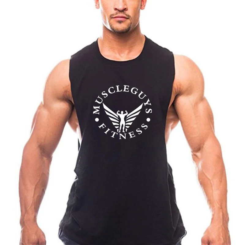 Брендовая одежда для фитнеса Muscleguys майки хлопковые с глубоким вырезом спортзала
