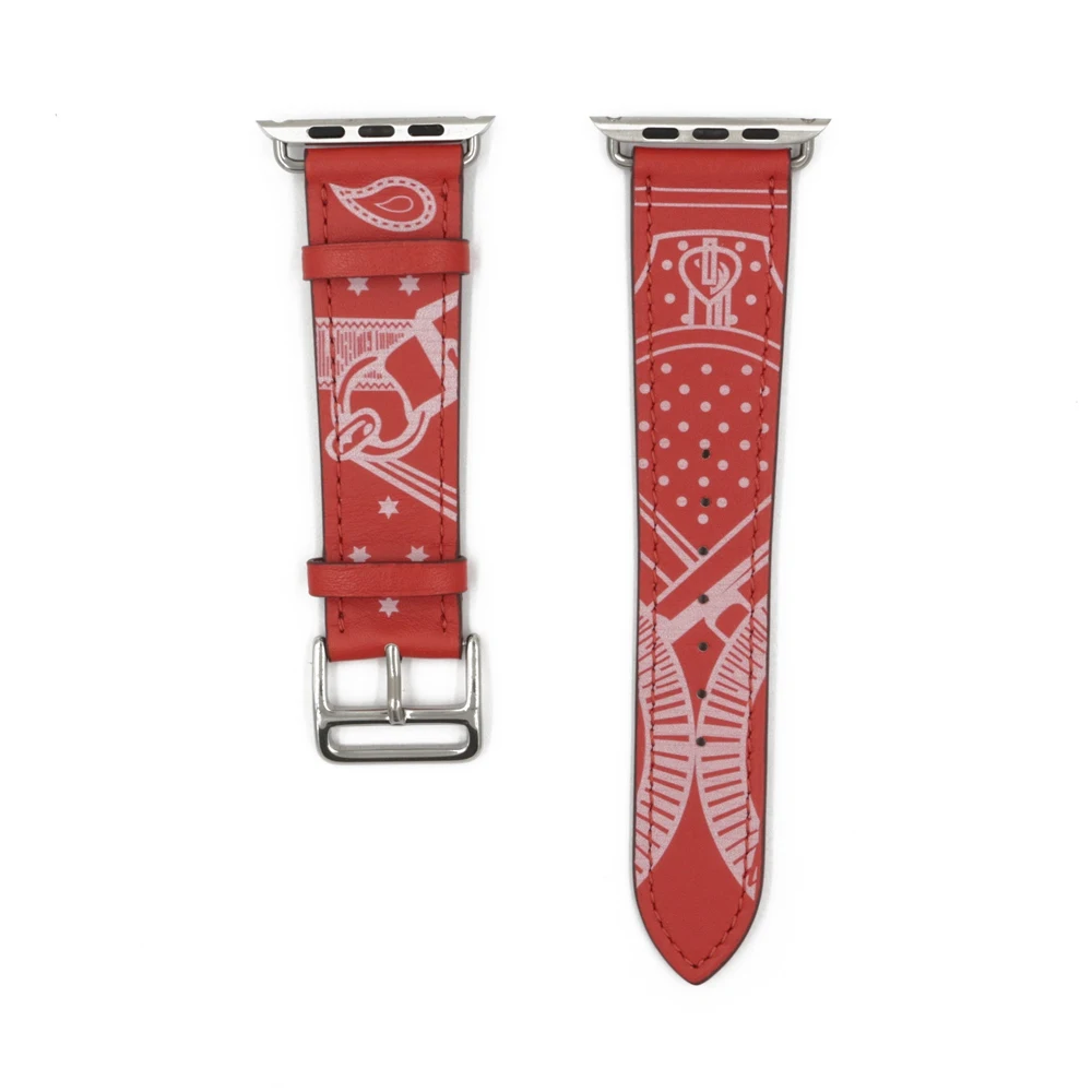 Red URVOI один тур Eperon d'Or band для apple watch series 5 4 3 2 1 Печатный ремешок с узором для iwatch belt Noir Gala кожаный ремешок - Цвет ремешка: Red