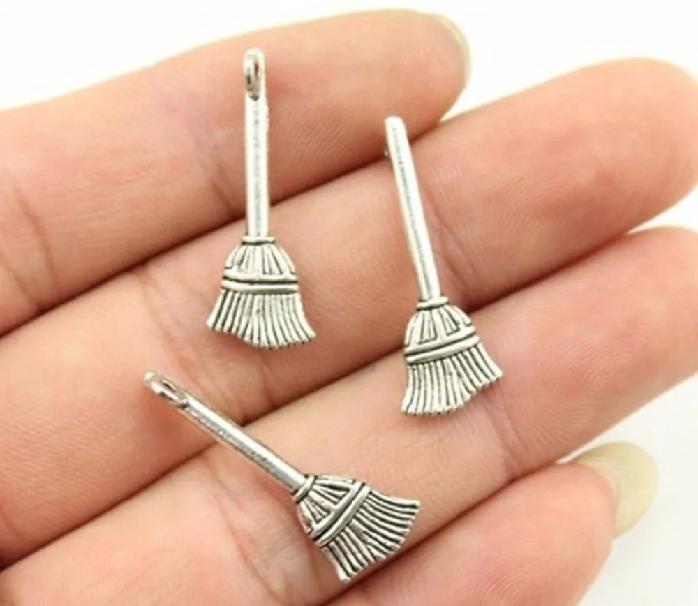

30pcs/lot--27x10mm Antique Silver Plated Magician's Broom Charms Wizard's Halloween Pendants DIY Supplies Jewelry Accessories