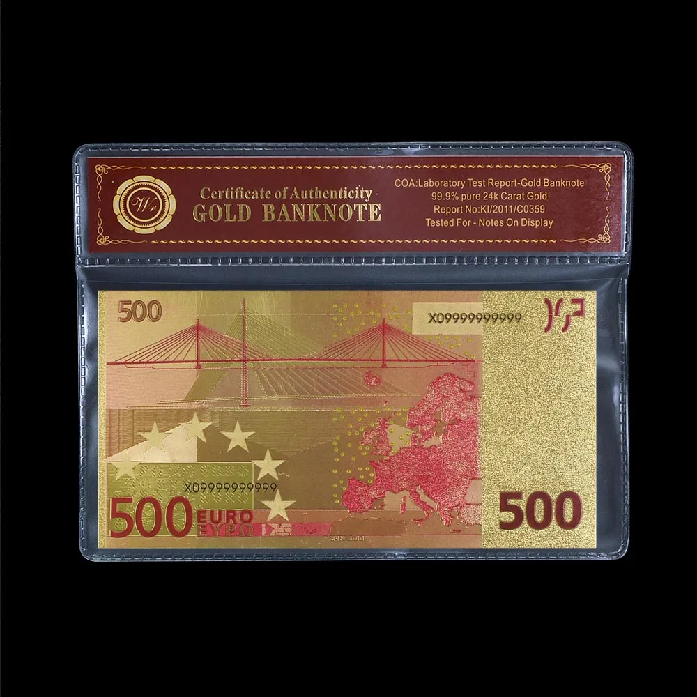Европейский 500 цветной евро позолоченный памятный бумажный Держатель датчика