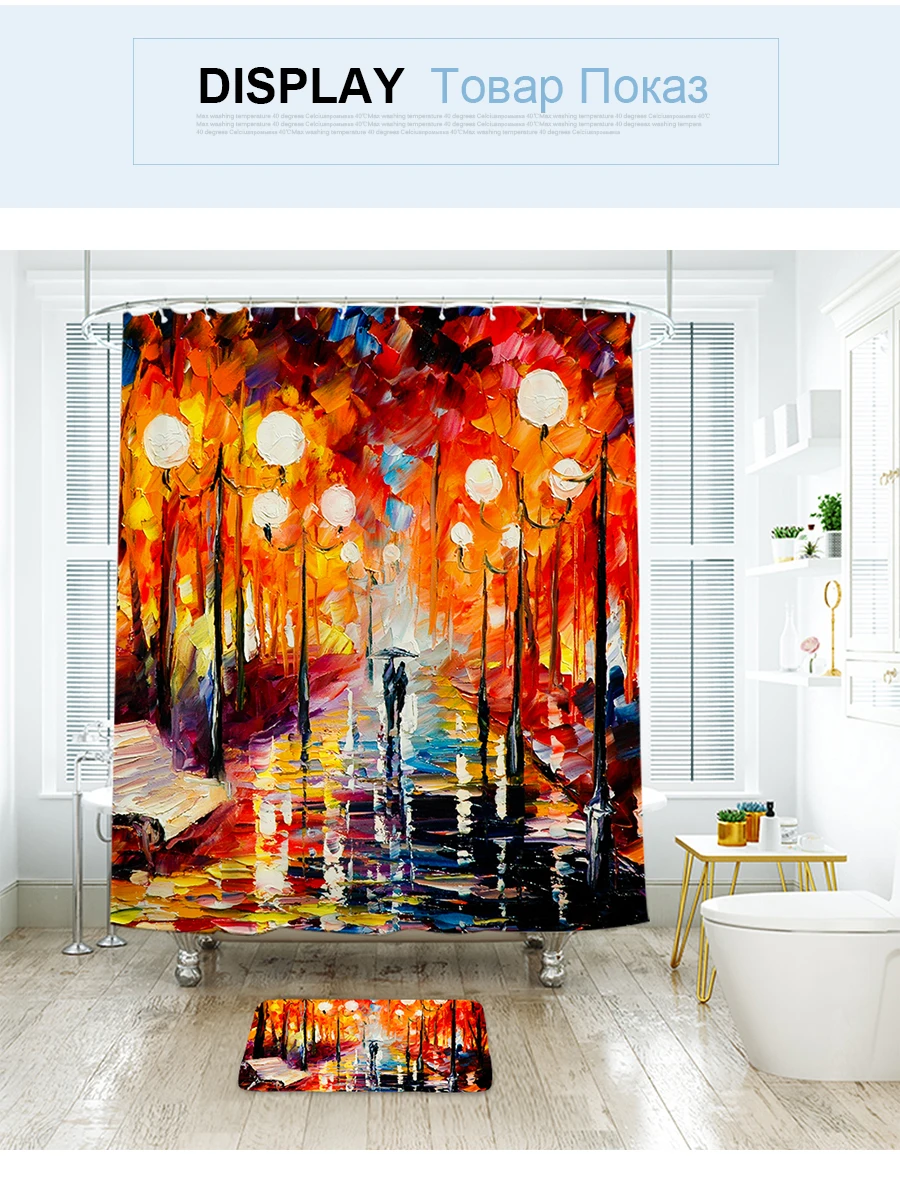 IBANO дерево масляной живописи китайской живописи занавески для душа Водонепроницаемый полиэстер ткань для ванной занавески для украшения ванной комнаты