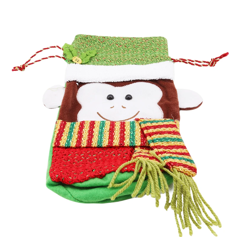 3D Monkey Shape Christmas Wine Bottle Cover Gift Bag Set Champagne Red Wrap Party Supplies | Дом и сад