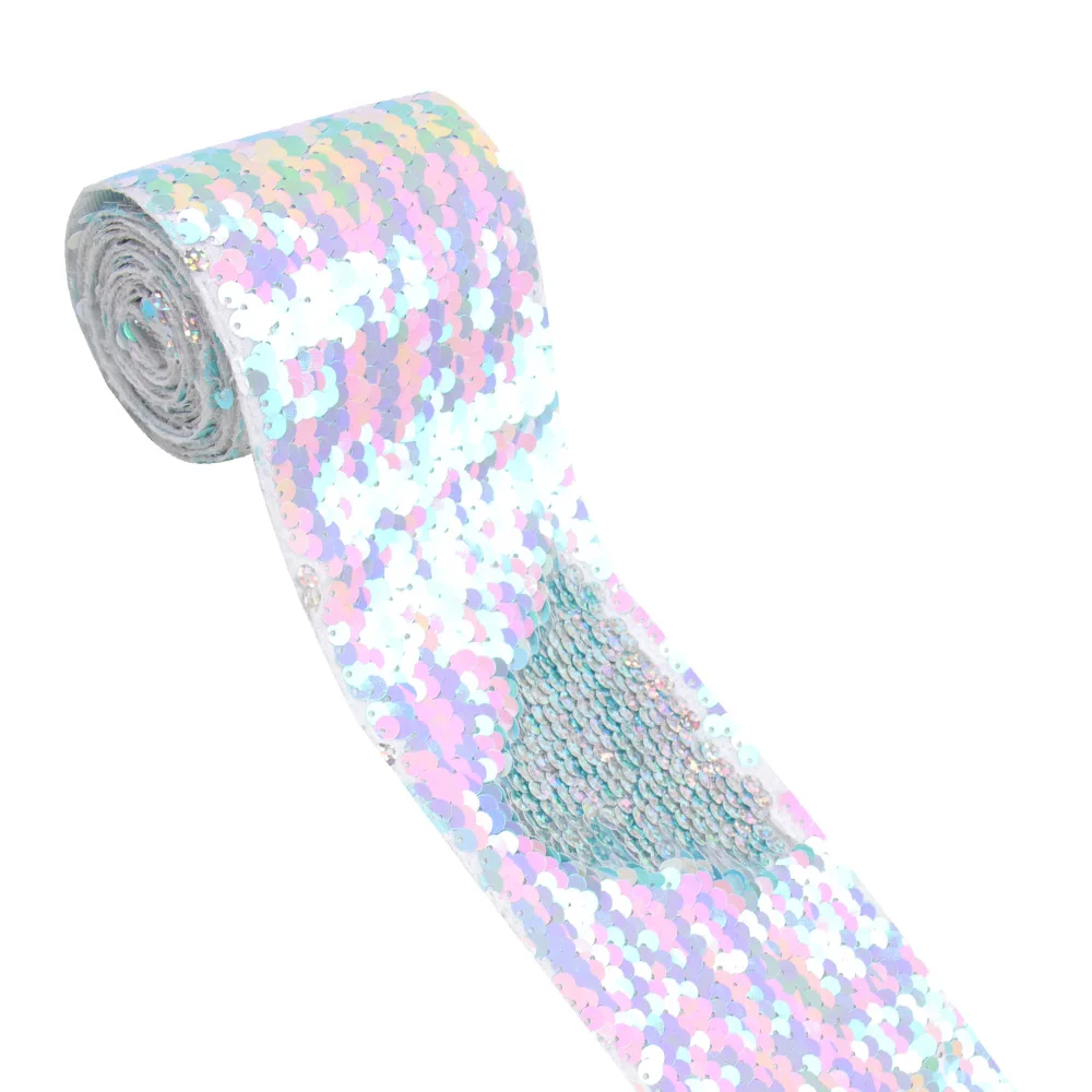 04 sequin ribbon Cheer банты 75 мм с блестками из корсажной ленты Лазерная Двусторонняя блестящая Блестящая лента DIY ручной работы аксессуары для волос 2y - Цвет: 04 sequin ribbon