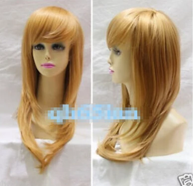 Новый сексуальный дамы Среднего длинные Золотой Блондинку Прямо парики Из