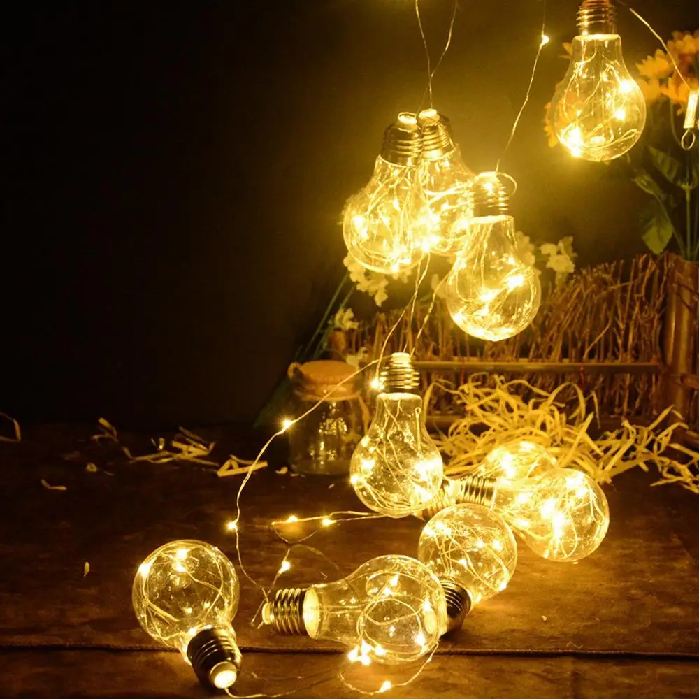 Ретро светодиодные наружные шаровые гирлянды лампочки белые винтажные