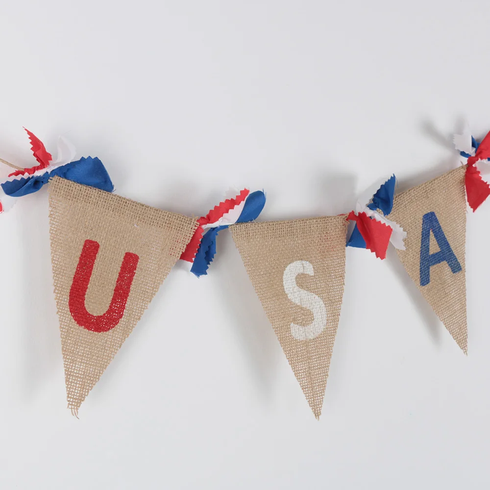 США День Независимости декоративный флаг DIY Национальный день льняные цветные