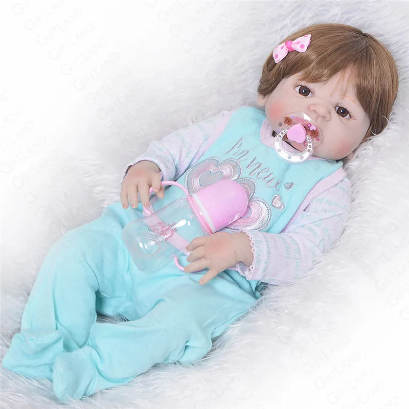 23 дюймов Reborn Baby Doll Bebe полный Силиконовый купать игрушки для детей Bb ручной работы