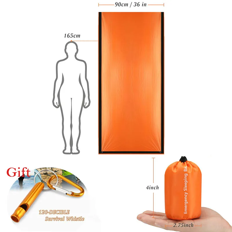 1pcs Orange Камуфляжный аварийный спальный мешок для выживания, портативный водонепроницаемый многоразовый термальный спальный мешок - Цвет: 1pcs Orange