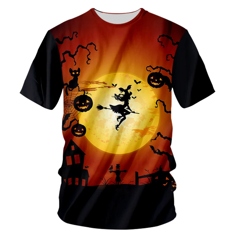 Футболка CJLM мужская с круглым вырезом свободная тенниска 3D рисунком тыквы и