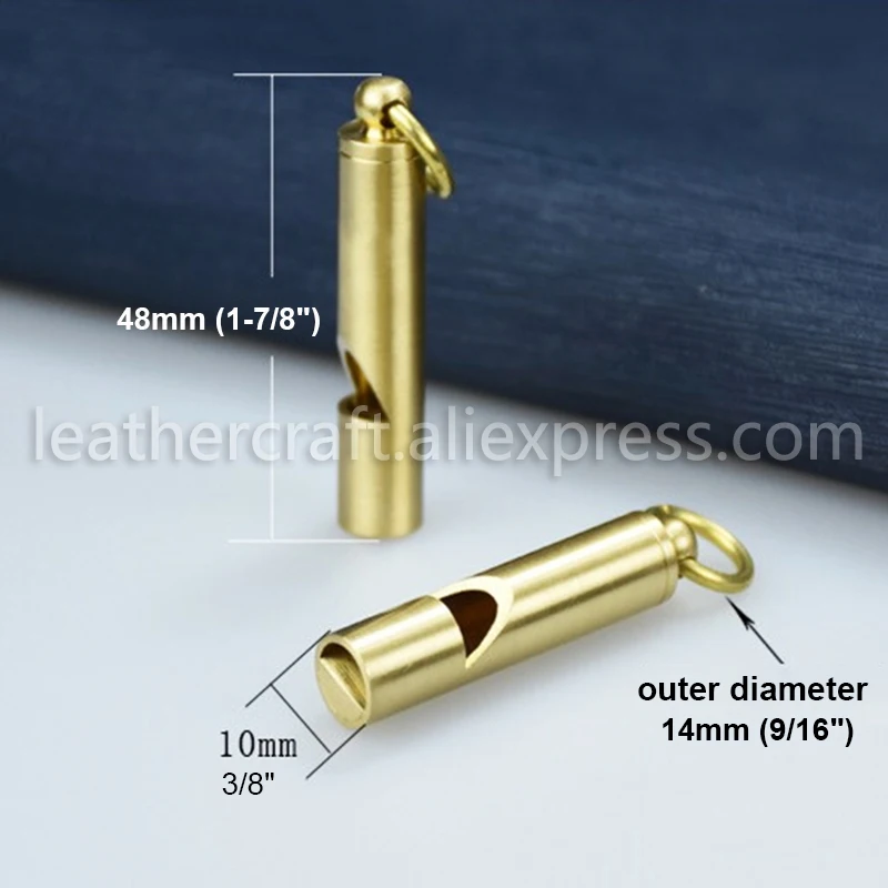1x Pure brass polished Survival Whistle Cylindrical/ Bamboo shape Key Chain Decoration pendant Referee Whistle SOS Tool