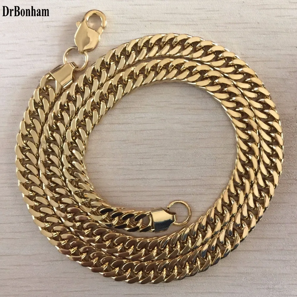 Цепочка мужская с кубинским золотым наполнителем 10 мм 60 см | Украшения и