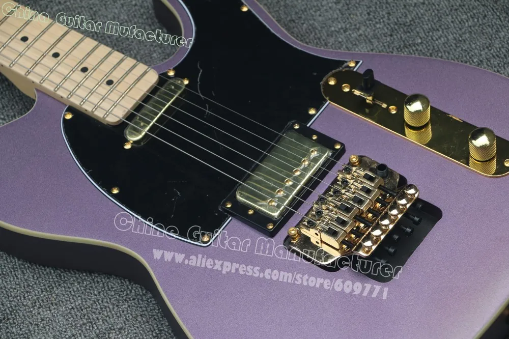 Высокое качество на заказ матовая фиолетовая Tele электрогитара двойная tremolo