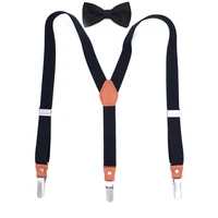 2 5cm width metal y back suspensorio bow tie set 3 clips high elastic business solid men pant suspenders brace husband father