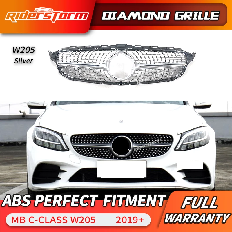 Для W205 GT Алмазный гриль для Mercedes Benz c200 c250 C260 c300 2019 + Решетка переднего бампера