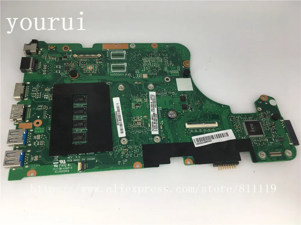 yourui For ASUS original Laptop Motherboard X555L X555LD Mainboard REV 3.6 Processor i5-5200u 4GB RAM integrated 100% Test | Компьютеры и