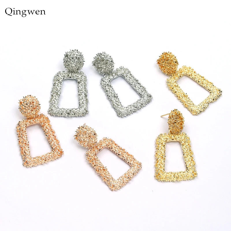 Qingwen 2019 модные большие серьги капли для женщин геометрические Эффектные женские