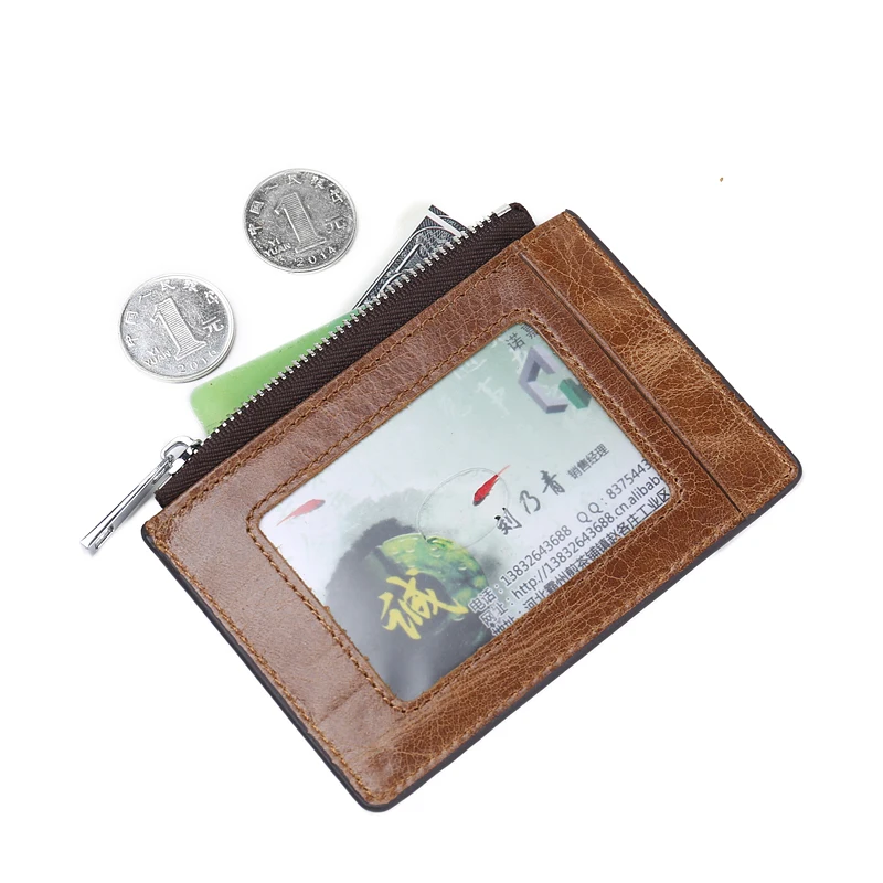 Мужской тонкий кошелек из натуральной кожи с блокировкой RFID 2018 маленький