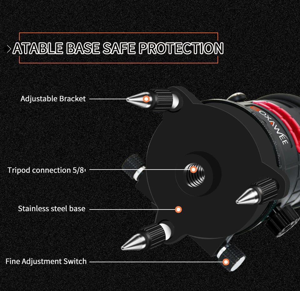GOXAWEE 5 lines 6 points 360 Degrees 3D Rotary LD 635nm Auto Line Laser Level Vertical&ampHorizontal Tilt & Outdoor Mode | Инструменты