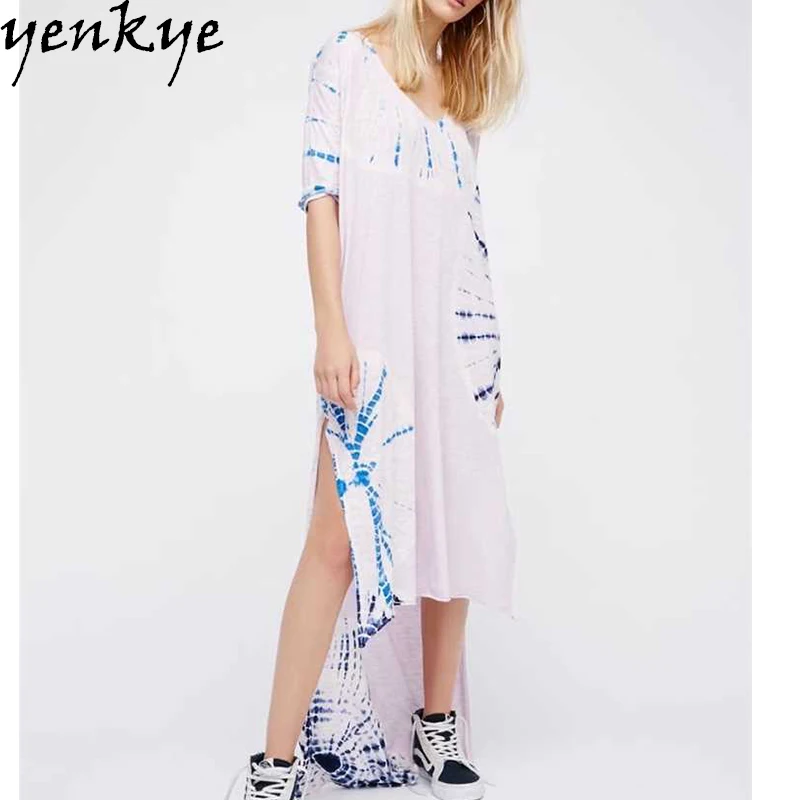 Летнее платье 2017 Для женщин краситель длинная футболка женский o Средства ухода