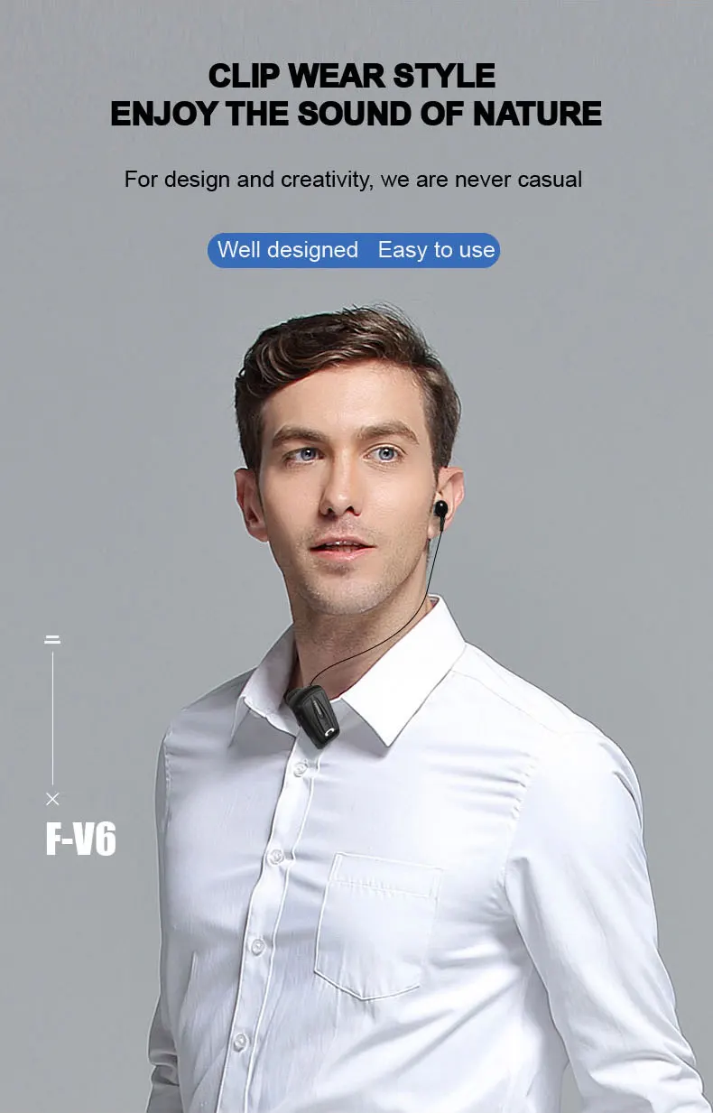 Fineblue F-V6 Bluetooth 4,0 мини наушники стерео Bluetooth Беспроводные наушники с зажимом для IOS Android телефон с шумоподавлением