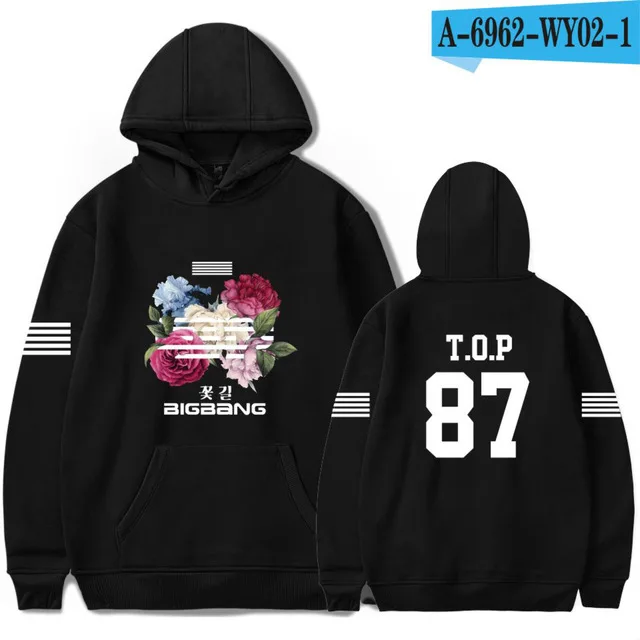 black Bigbang big bang bangtan Толстовка kpop Корейская harajuku Толстовка moletom feminino Модная брендовая куртка пальто размера плюс 4xl - Цвет: black