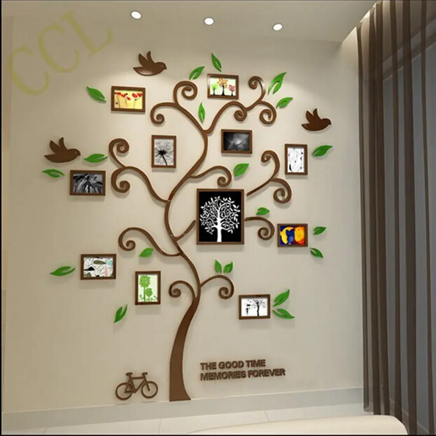 3D кристалл акриловое трехмерное семейное дерево фото наклейки на стену в раме