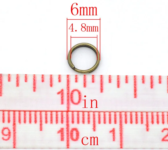 Соединительные кольца из сплава круглые антикварные бронзовые диаметром 6 мм (2/8