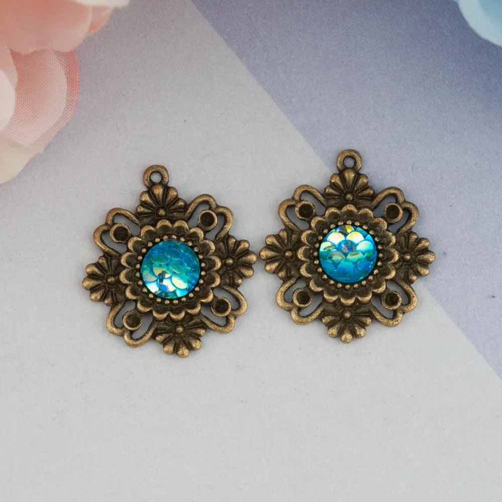 DoreenBeads сплав на основе цинка и Русалка из Смолы Рыбные весы амулеты Цветок