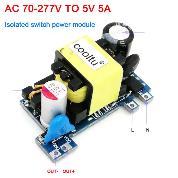 AC DC преобразователь 110V 220V постоянного тока до 5V2A/12V1A/24V500mA низкий уровень