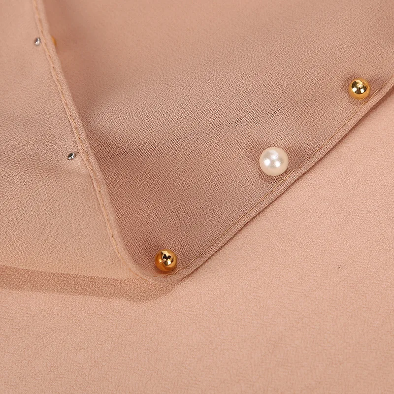 2020 женский шифоновый шарф Бисероплетение жемчужина мусульманские платки Hijab