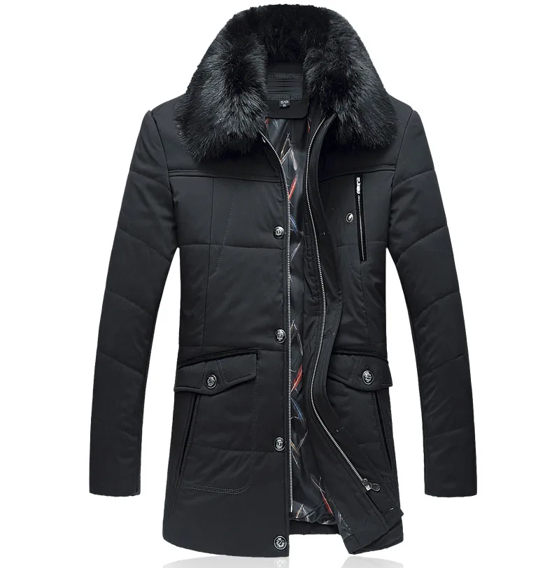 LONMMY 4XL Повседневная парка мужские пальто Вельветовая утолщенная тонкая модная куртка с меховым воротником мужские зимние куртки Мужская ветровка Новинка - Цвет: navy