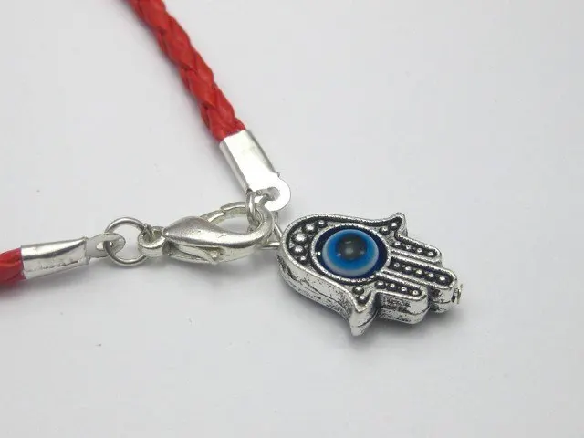

10 Red Braided String Kabbalah Hand Charms Bracelets