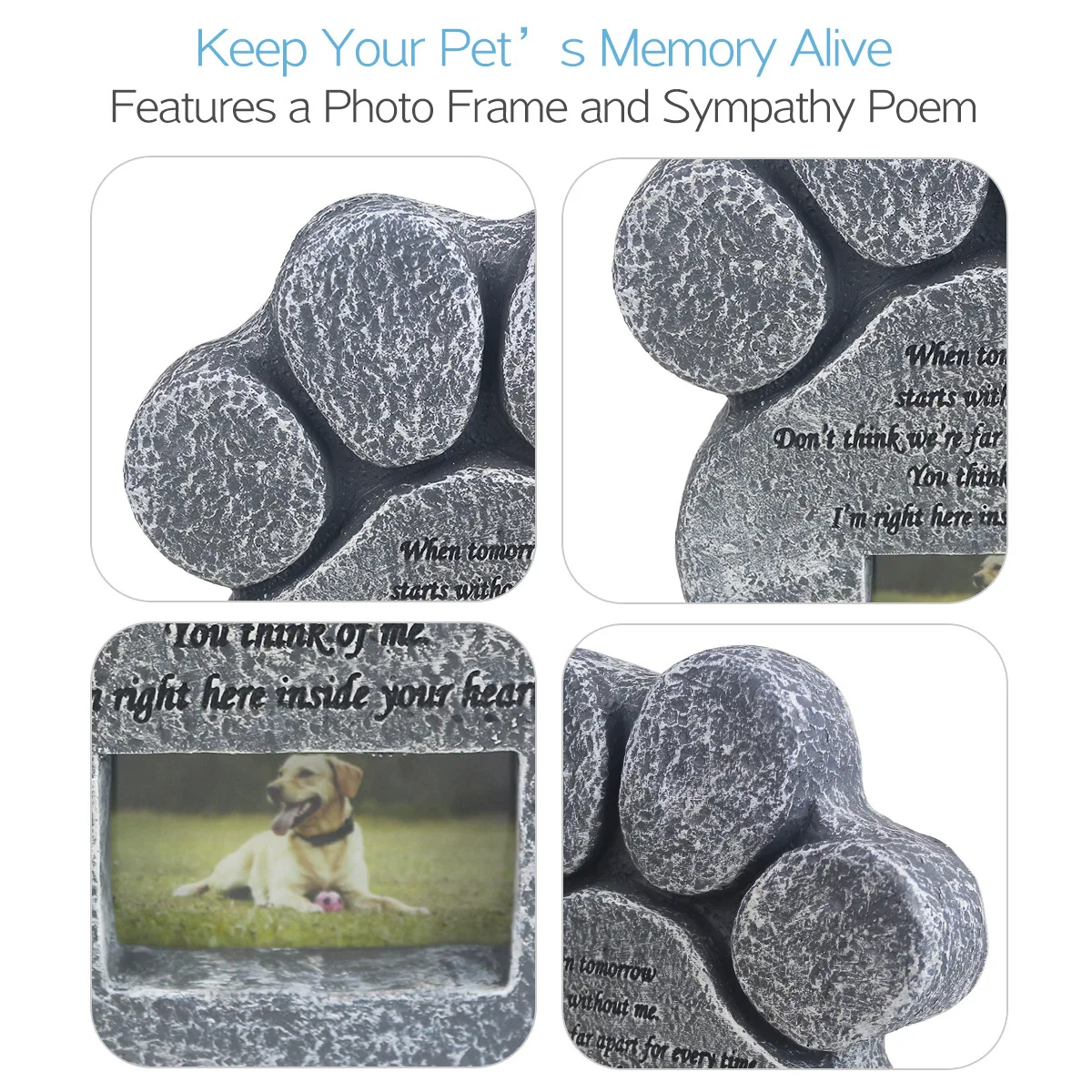 Pet Tombstone Customized Resin Handicraft Animal Souvenir with Photo Frame for Puppy Tombstone