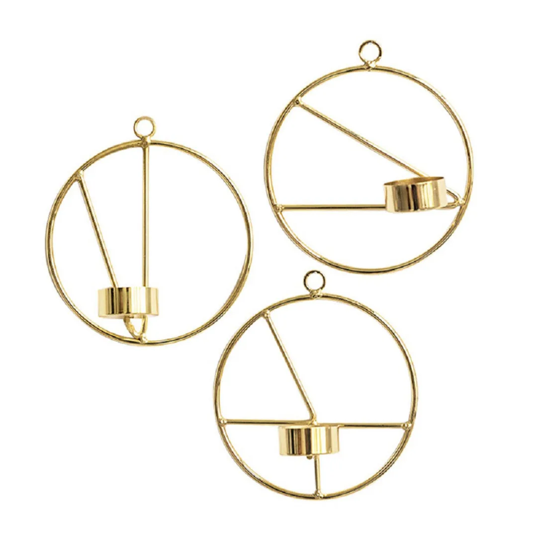 Круглый металлический 3d подсвечник в скандинавском стиле с геометрическим