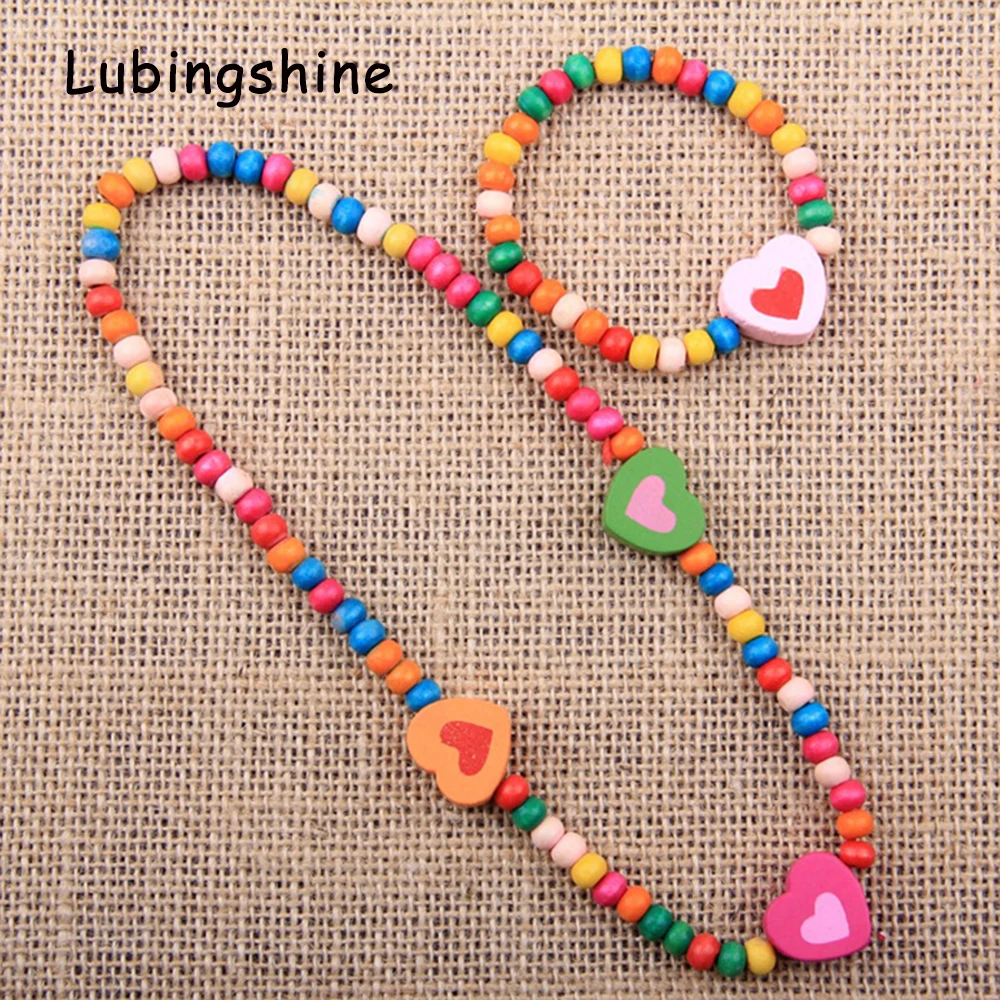 Новое поступление дети сердце цепочки и ожерелья комплект одноцветное цвет