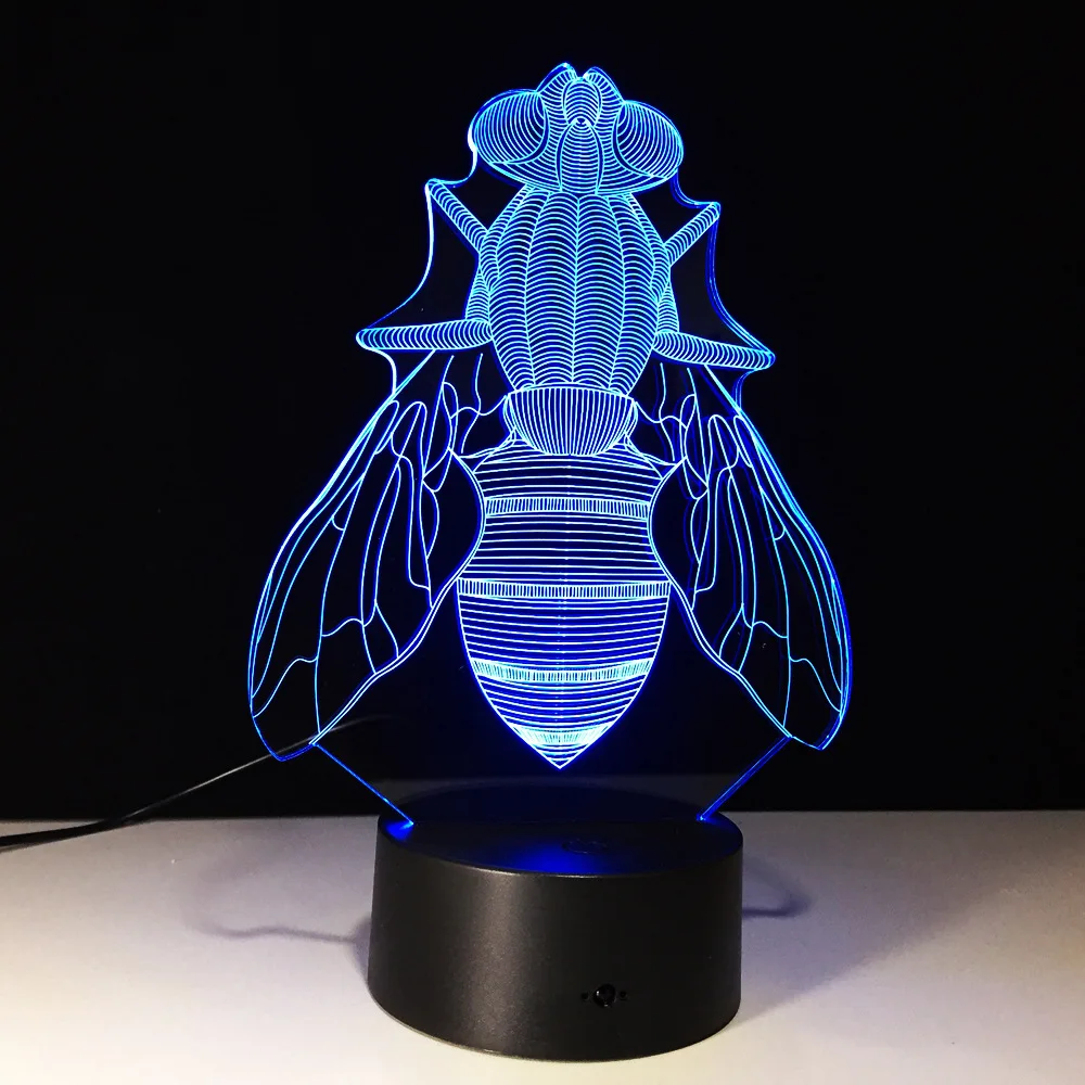 

Акриловая 3D стереоиллюзионная лампа Big Fly с дистанционным управлением, декоративная прикроватная лампа с сенсорным выключателем и изменени...
