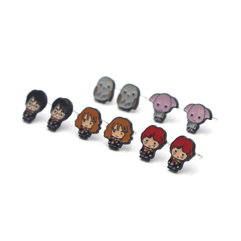 P3332 Dongmanli Magical school Steel Pierce Ear Stud kids Cute Earrings For Womens Enamel Earrings Party Jewelry Gifts Girls