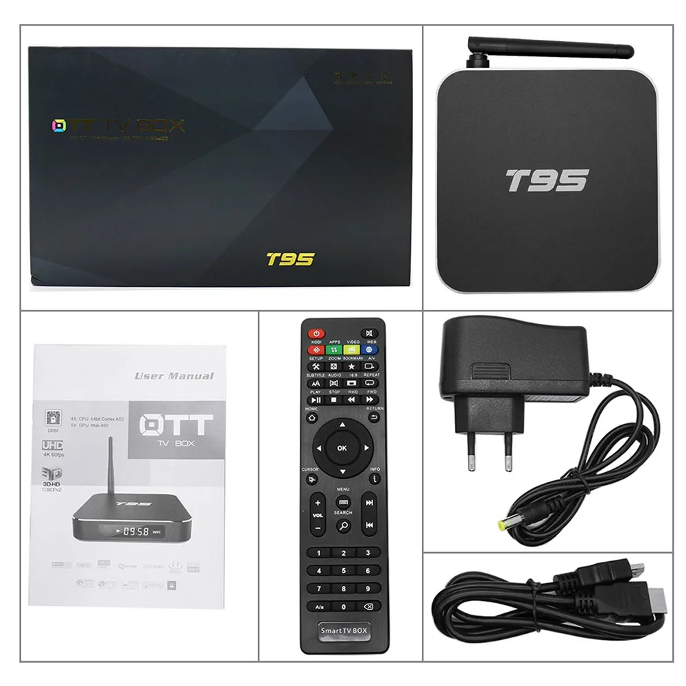 Aickar Оригинальный S905 T95 Quad Core Smart Android TV Box 1/8 ГБ КОДИ XBMC 5.1 HDMI 4 К WI-FI Высокое качество |