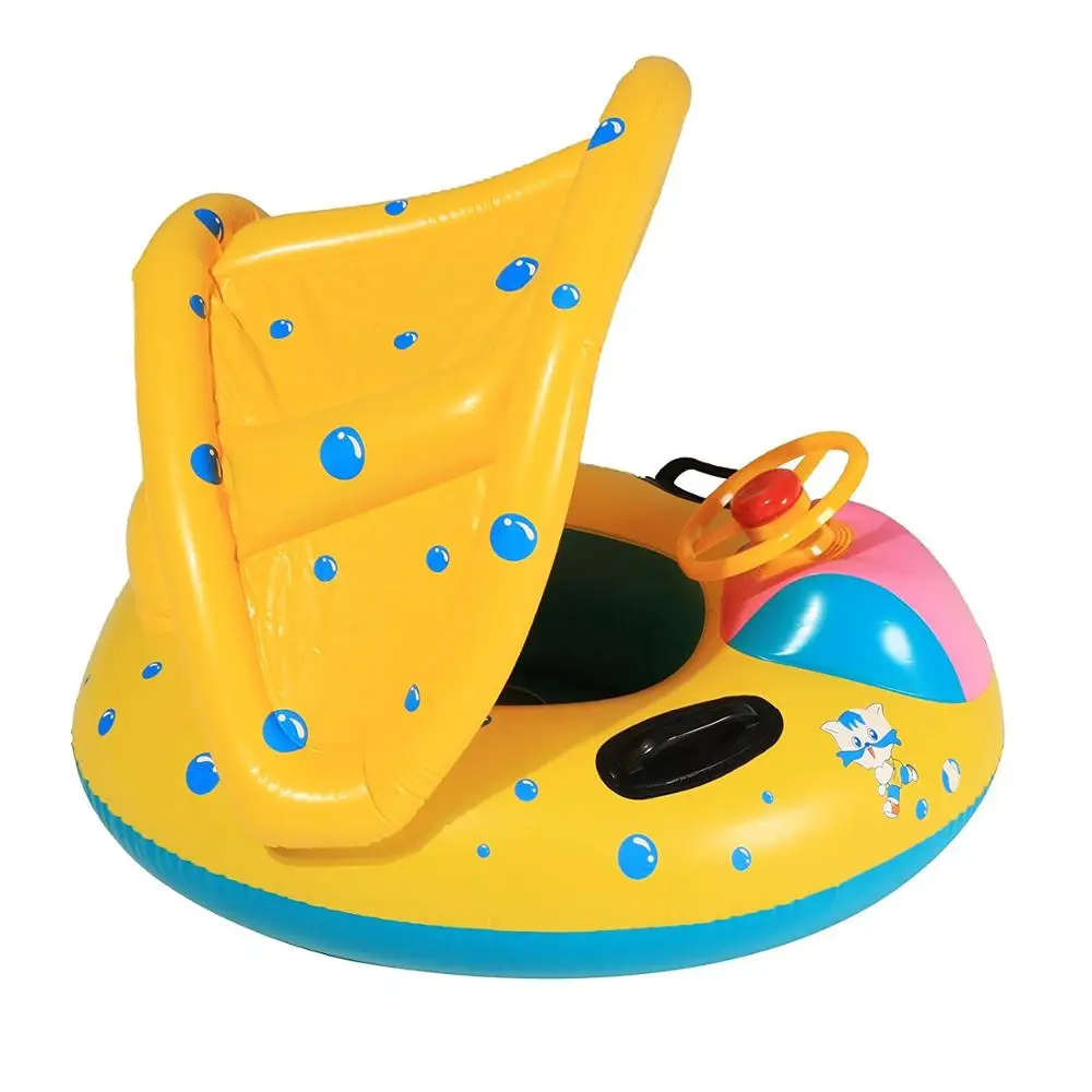 with sunshade Детские надувные кольца для плавания, Игрушки для развития воды с солнцезащитным козырьком(1-3 лет - Цвет: with sunshade