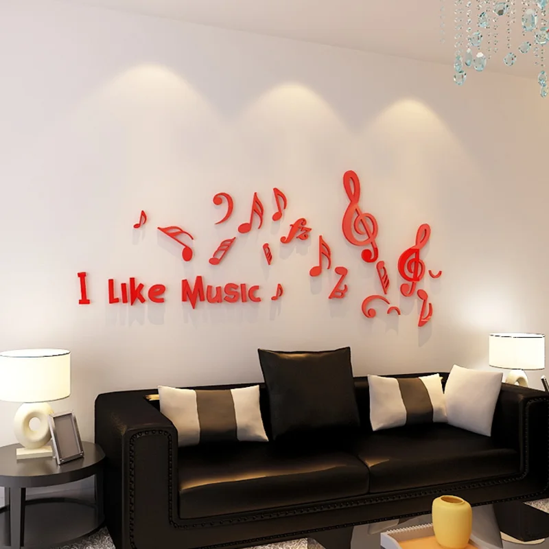 Мне нравится музыка музыкальная Note дизайн акриловая Наклейка на стену s для