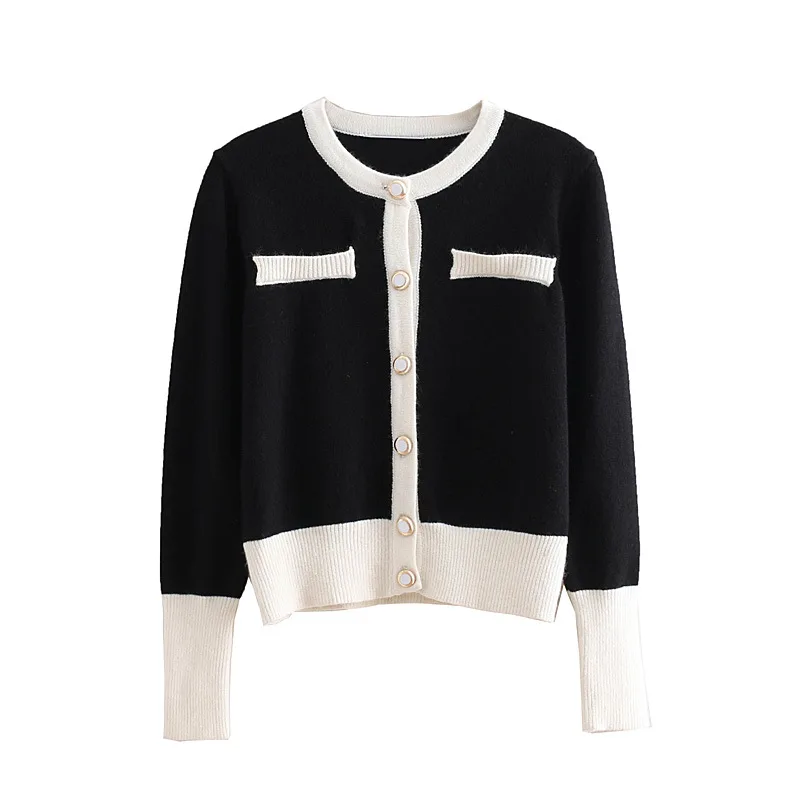 2019 women clothing long sleeve patchwork short sweater knitted Tops Female casual fashion slim cotton cardigans coat W1397 |