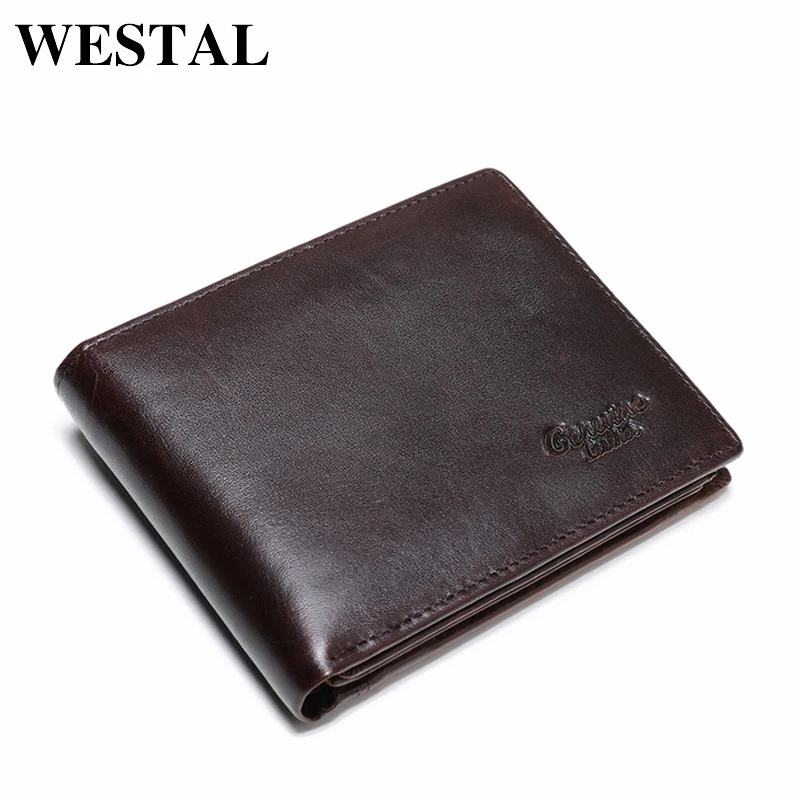 WESTAL натуральная кожа клатч мужской кошелек короткие бумажник ретро маленькие