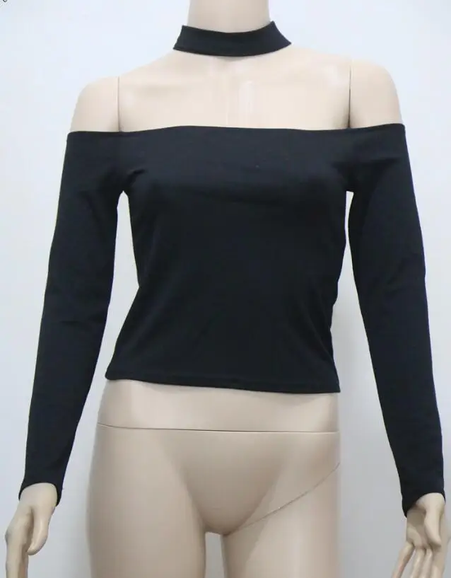 Футболка с длинным рукавом Новинка осени 2017|tee top|top teeschoker neck top |