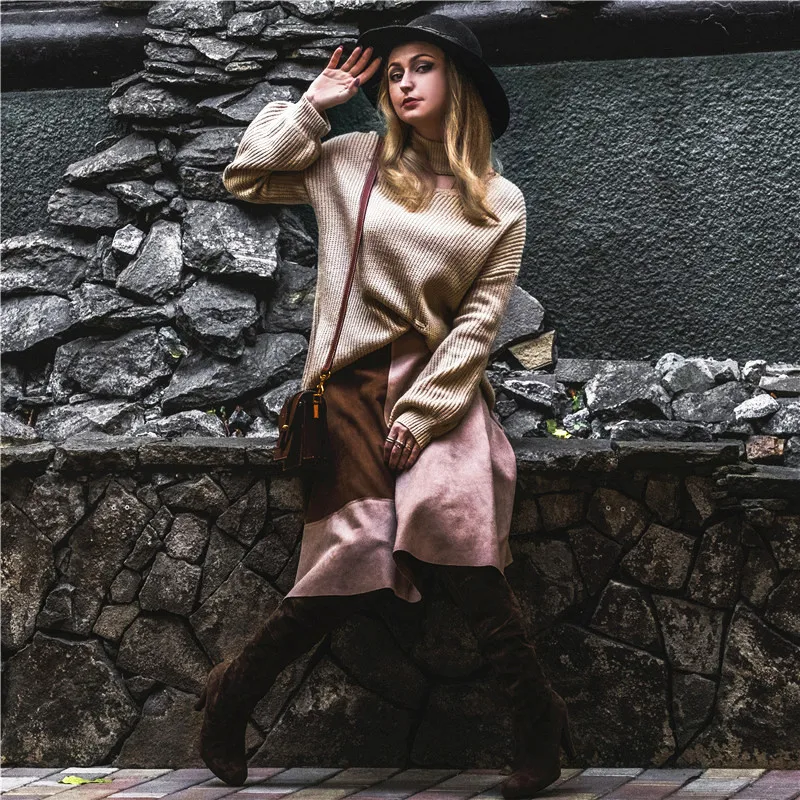 Colorfaith, женские пуловеры, свитер, новинка, вязанные, Осень-зима, сексуальные, на шнуровке, с вырезами, элегантные, повседневные, женские топы SW787