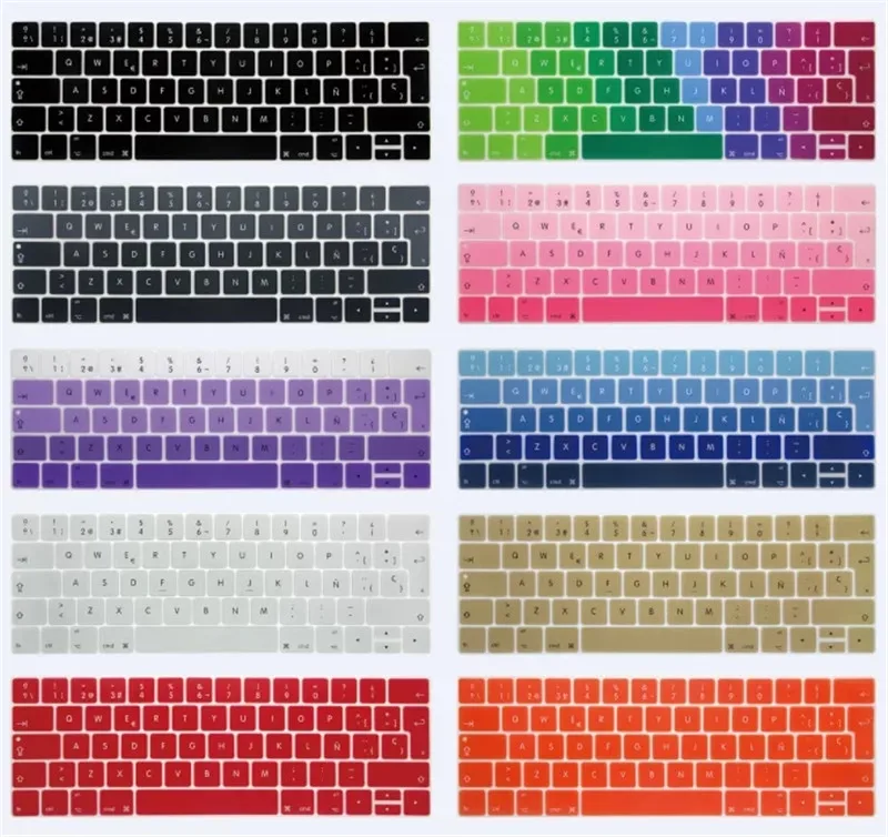 Градиентная силиконовая кожа подходит для MacBook Pro 1" A1706 15" A1707 с сенсорной панелью Мексика Чили Испания Испанский чехол для клавиатуры