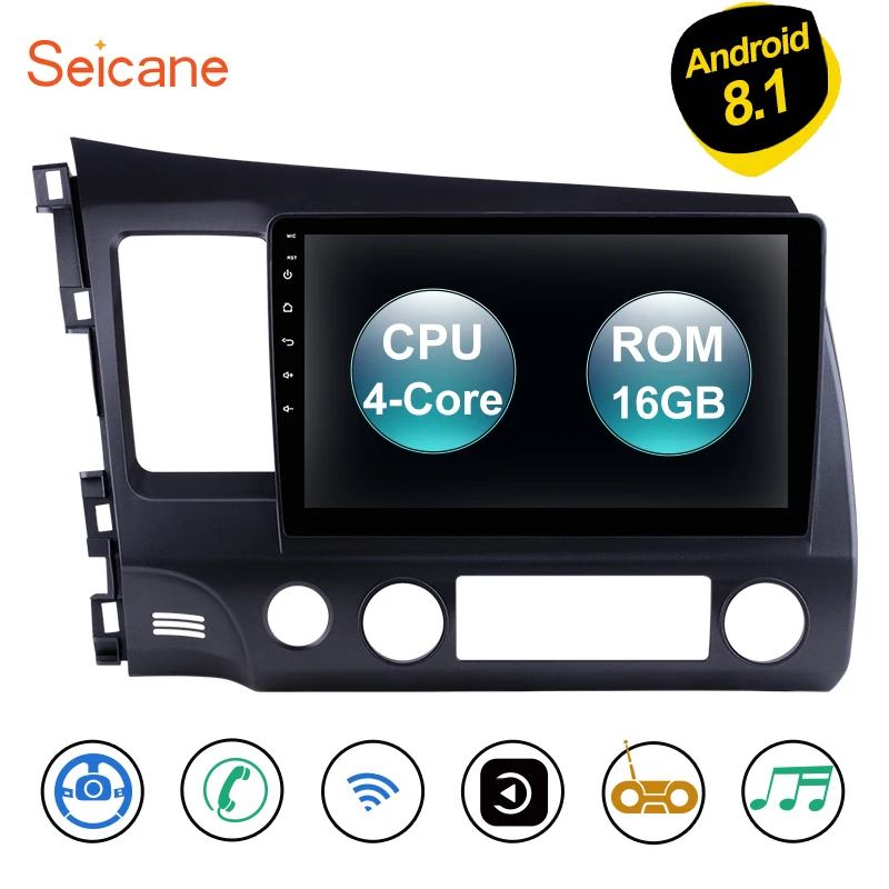 Seicane Android 8,1 для 2006 2007 2008 2009 2010 2011 Honda Civic автомобиля gps-навигация, радио, стерео 4-х ядерный мультимедийный плеер блок