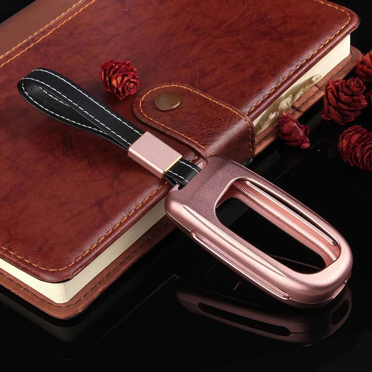 Rose Gold Алюминиевый термополиуретановый дистанционный умный чехол для ключей, чехол для Dodge Journey charger для Jeep Renegade Grand Cherokee для Chrysler 200 - Цвет: Rose Gold